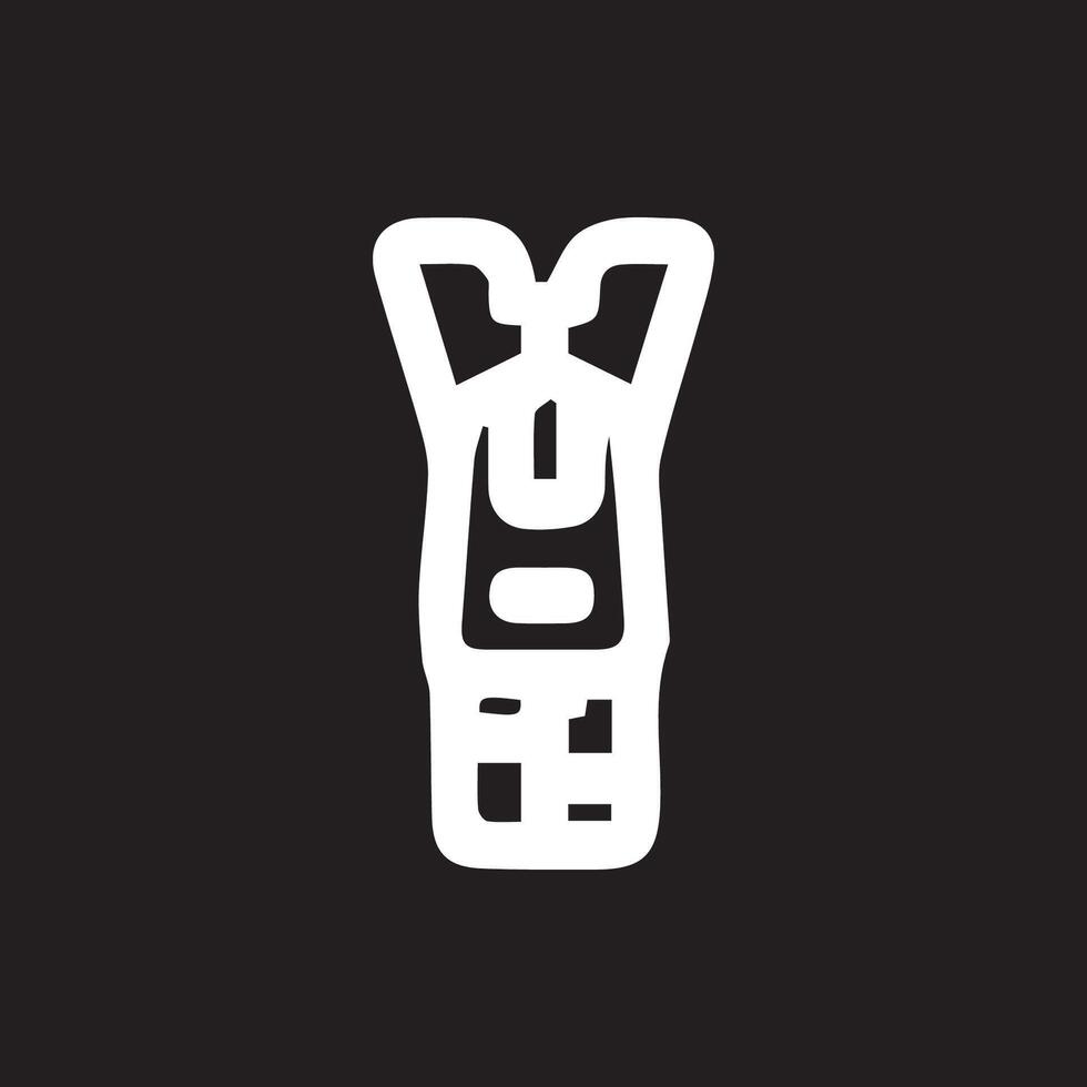 Abstract White Icon on Black Background Minimalist Artistic Design vector