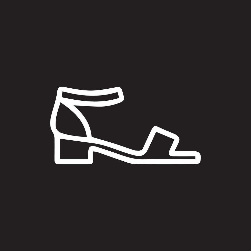 Stylish Ankle Strap Sandal Heeled Outline on a Minimalist Black Backdrop vector