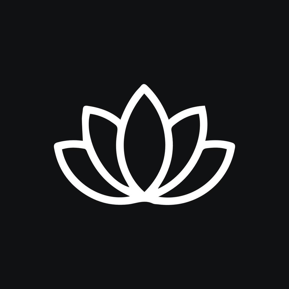 Elegant white lotus flower design on a sleek black background design vector
