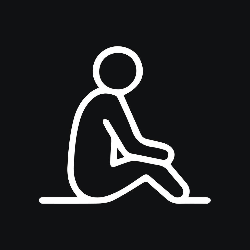 Minimalist Figure Sitting Down Reflective Mood Simplicity in Art vector