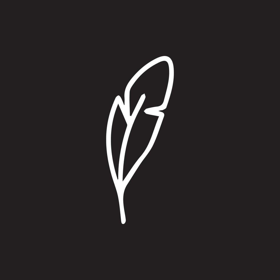 Minimalist Feather Illustration Graceful Simplicity on Dark Background vector