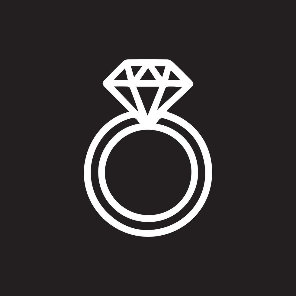 Elegant Diamond Ring Symbol Shining Bright on a Black Canvas Design vector