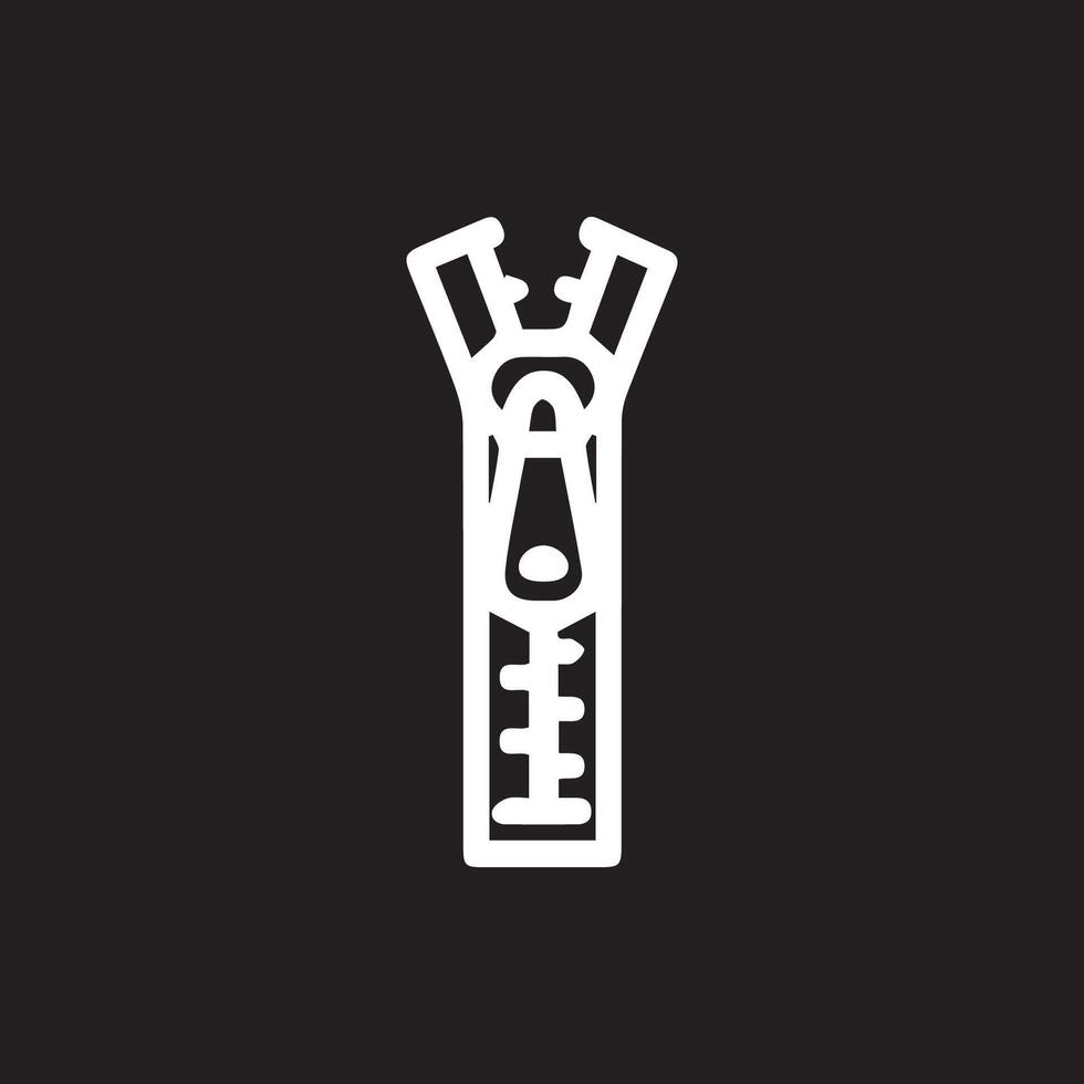 Sleek Zipper Graphic Minimalist Design in Modern White Outline Art vector