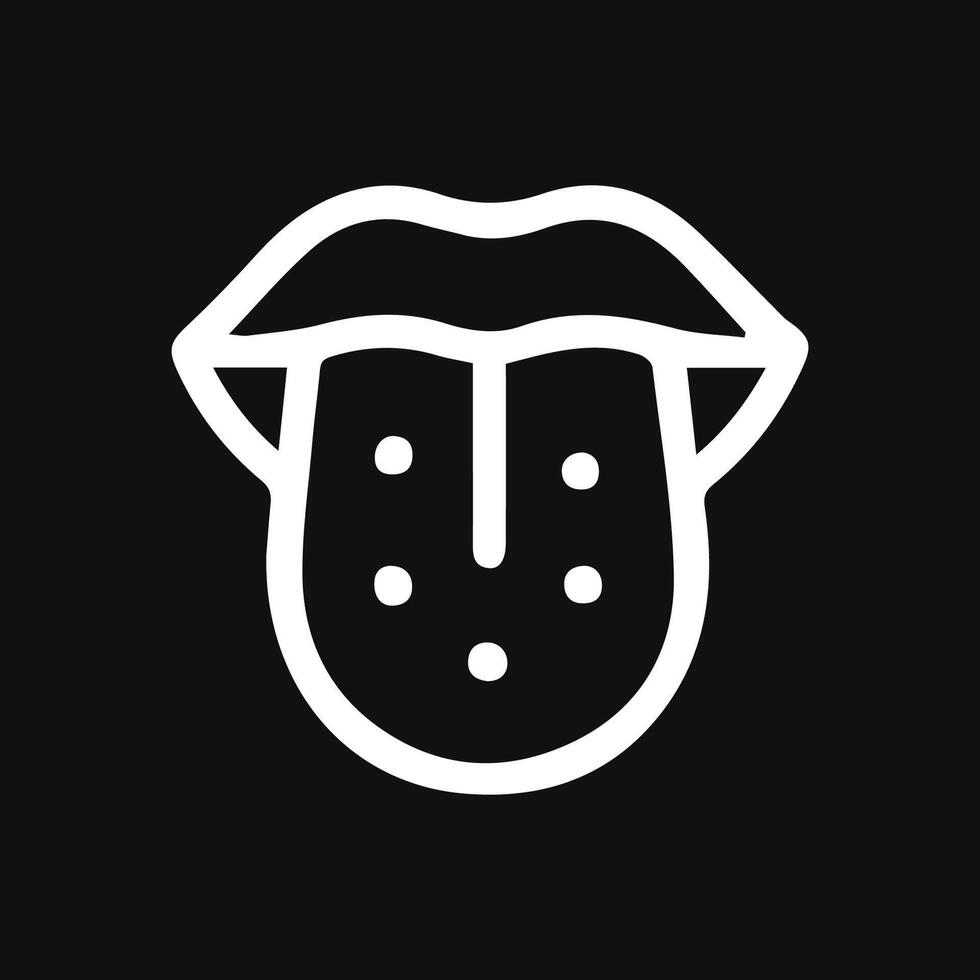Abstract tongue illustration in simple line art style on dark background vector