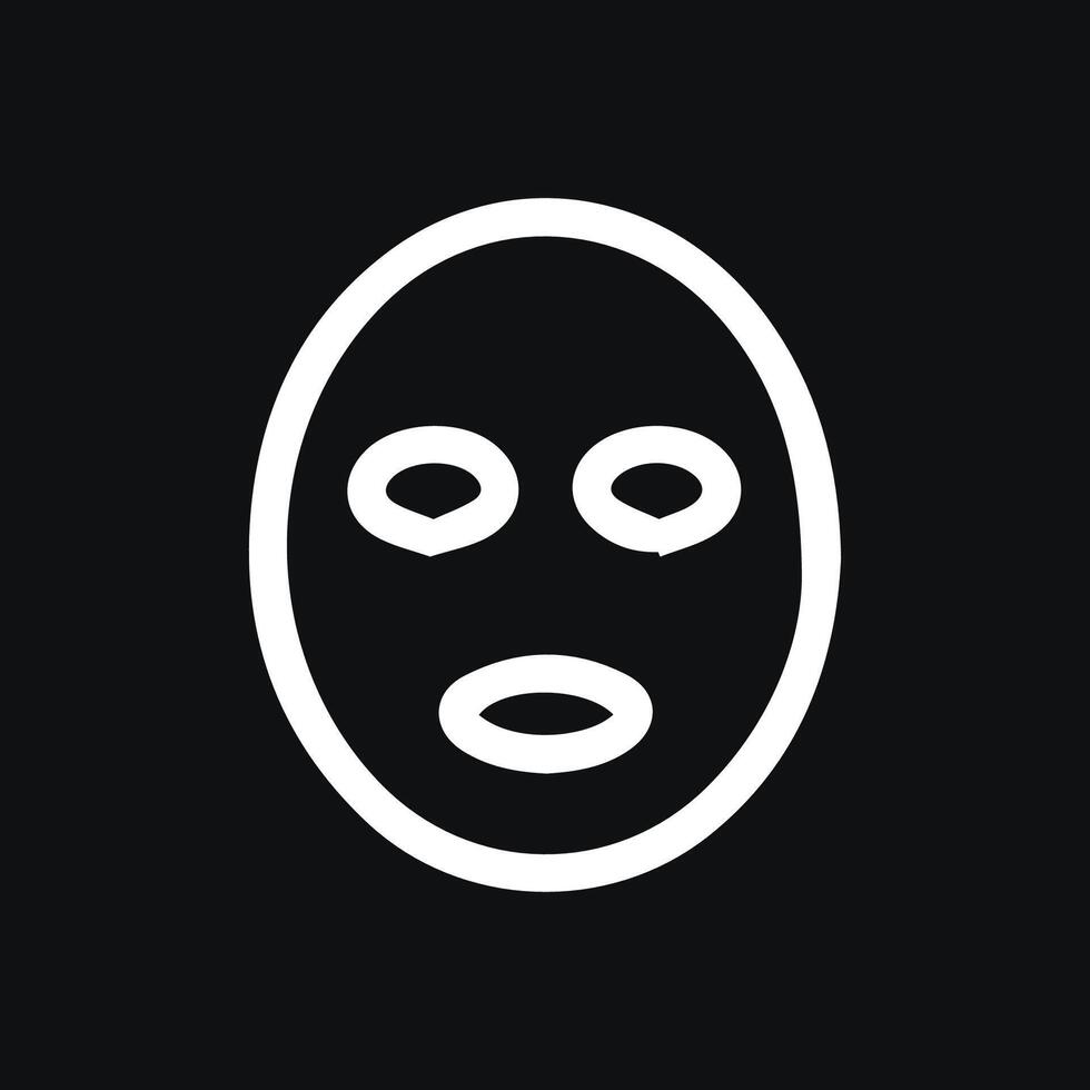 Simple White Graphic Mask Against A Dark Background Minimalist Look vector