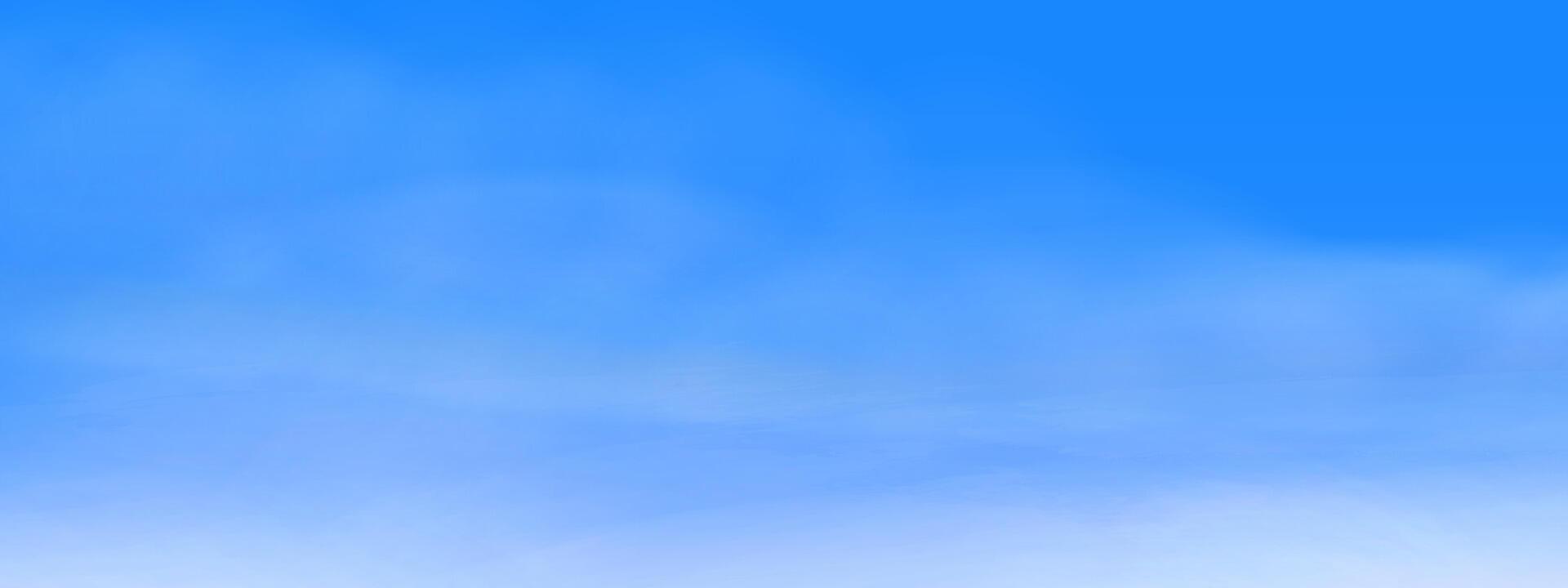 Bright blue sky filled with white fluffy clouds on a clear sunny day. Sky background wide. Light cloudy texture. Sunny day. Summer blue sky banner concept. vector