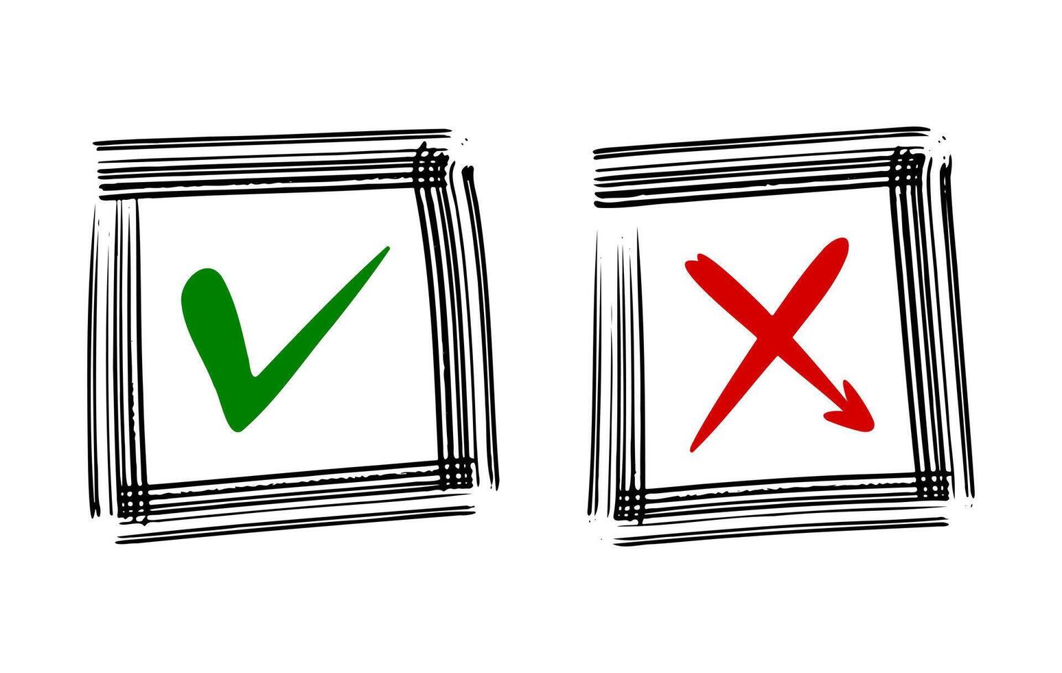 Checkmark and Cross Mark Symbols Representing Choices vector
