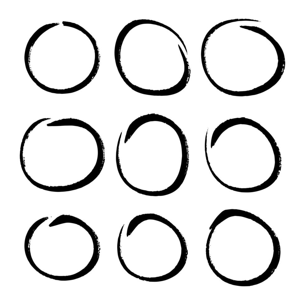 Collection of Hand-Drawn Black Circle Shapes vector