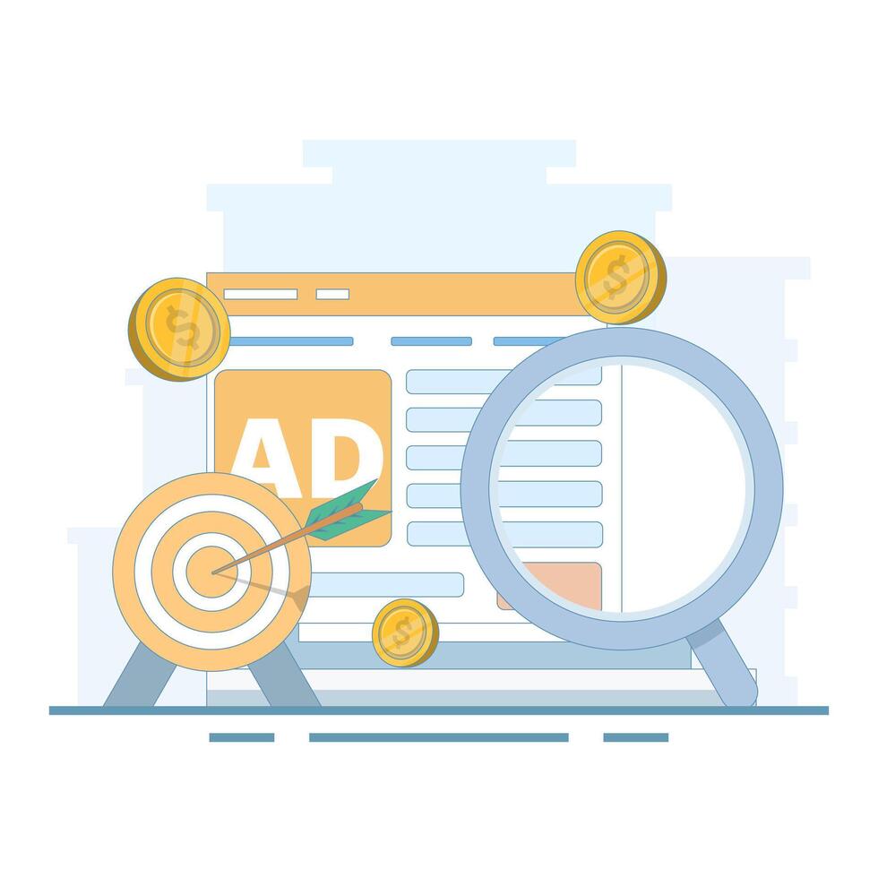 Paid Marketing Concept, PPC Campaigns increase website traffic. Digital advertising, Search marketing, PPC Advertising. PPC advertising for website promotion. Flat style illustration. vector