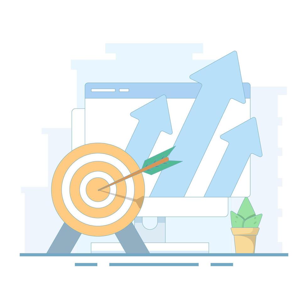 financial target. strategy achievement. money income strategy target. financial success investment goal. target achievement, successful business goal symbol. flat design illustration. vector