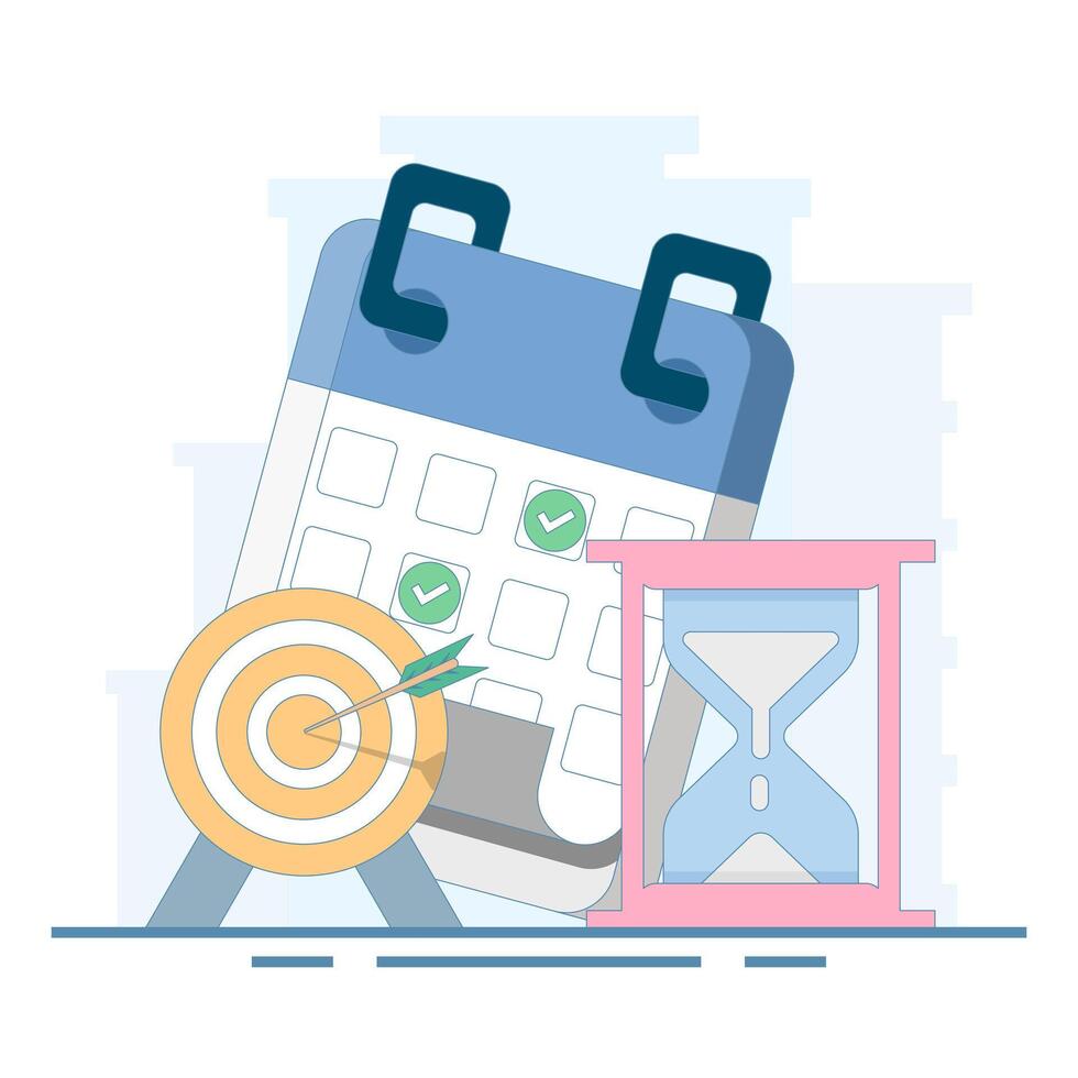 time management concept. Calendar reminder, deadline or meeting reminder, business planning reminder. Calendar marks date and time for meeting reminder. flat design illustration. vector