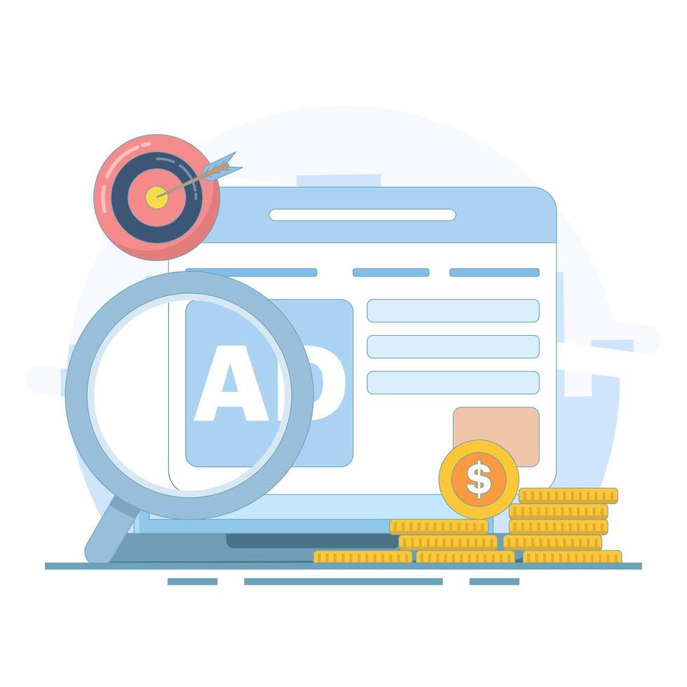 Paid Marketing Concept, PPC Campaigns increase website traffic. Digital advertising, Search marketing, PPC Advertising. PPC advertising for website promotion. Flat style illustration on background. vector