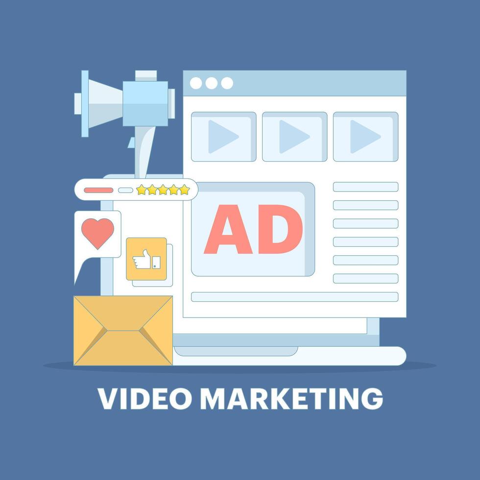Concept of advertising on the internet, digital marketing, website promotion with digital advertising networks, marketing for digital campaigns, advertising on social media. vector