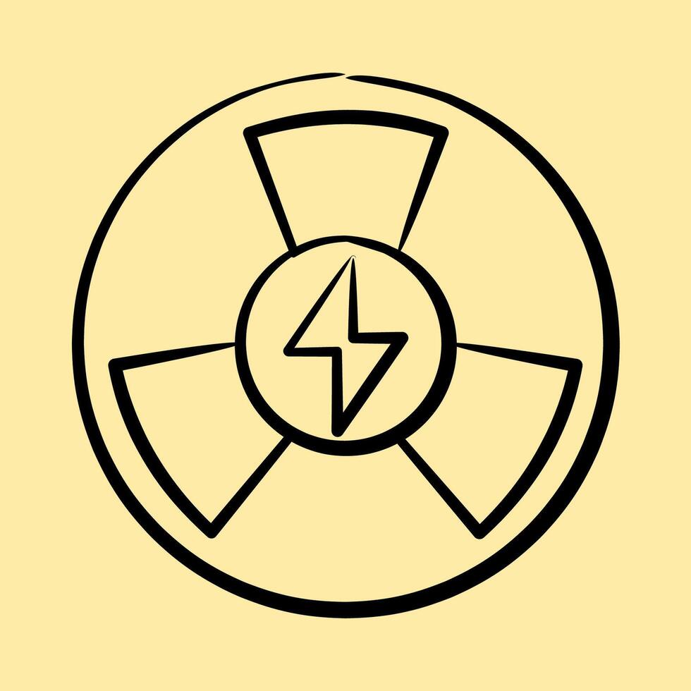 Icon nuclear energy. Renewable energy elements. Icon in hand drawn style. vector