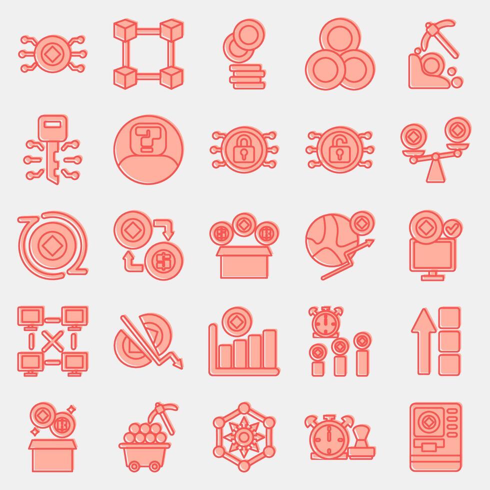 Icon set of crypto. Crypto currency elements. Icon in two tone style. vector
