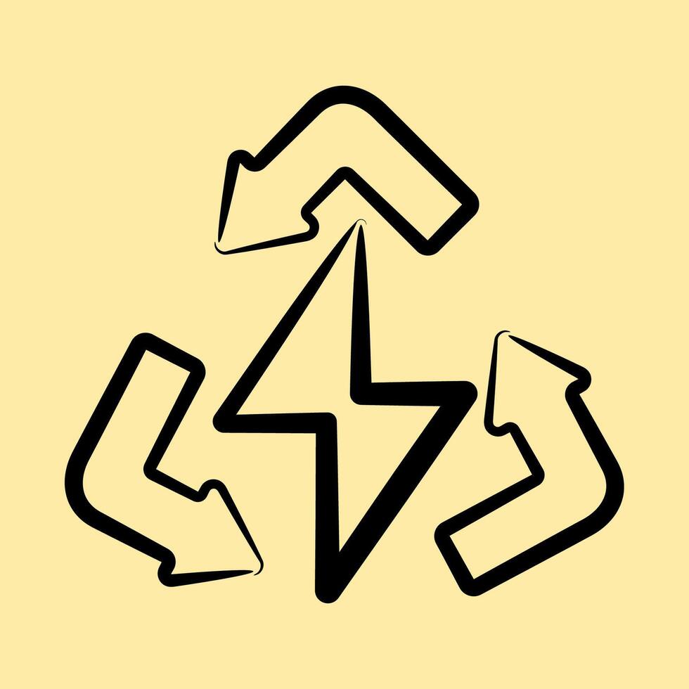 Icon clean energy. Renewable energy elements. Icon in hand drawn style. vector