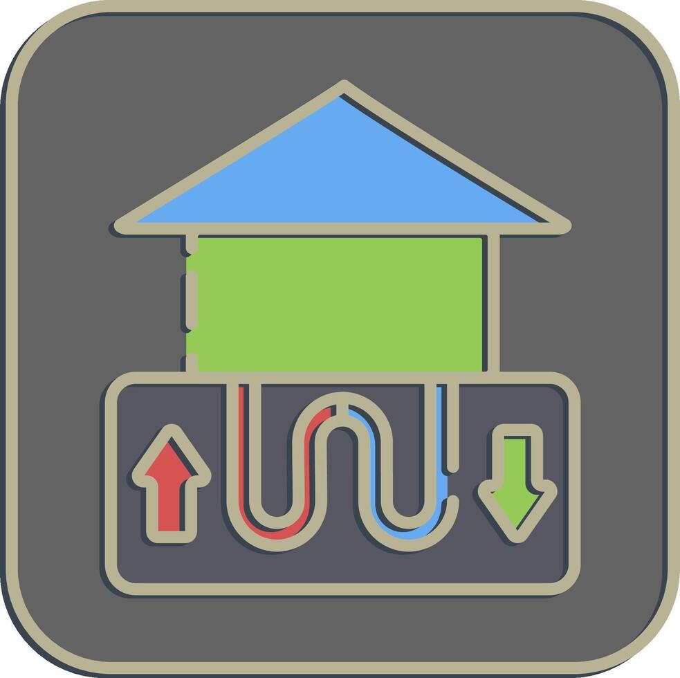 Icon geothermal heat pump. Renewable energy elements. Icon in embossed style. vector