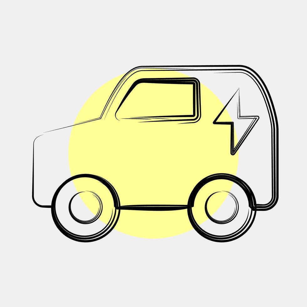 Icon electronic vehicle. Renewable energy elements. Icon in color spot style. vector