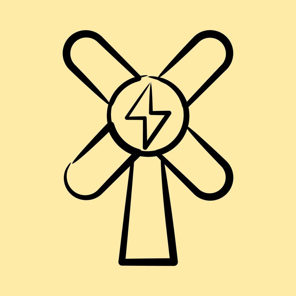 Icon wind energy. Renewable energy elements. Icon in hand drawn style. vector