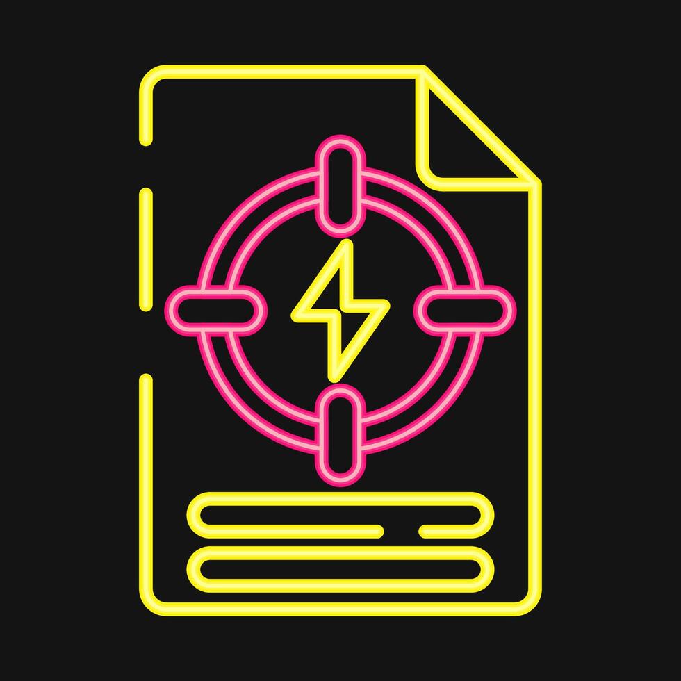 Icon energy specific policy. Renewable energy elements. Icon in neon style. vector