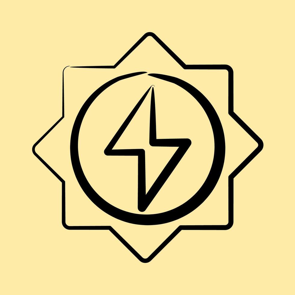 Icon solar energy. Renewable energy elements. Icon in hand drawn style. vector