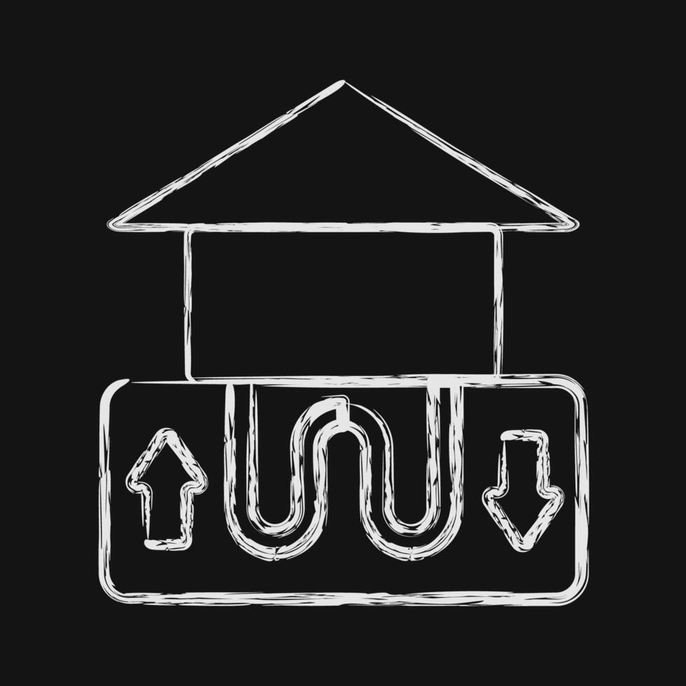 Icon geothermal heat pump. Renewable energy elements. Icon in chalk style. vector