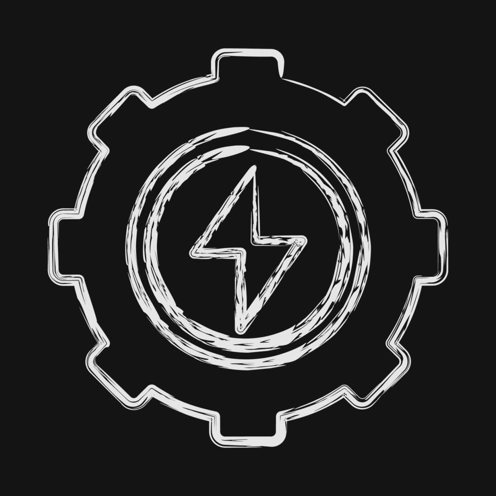 Icon energy. Renewable energy elements. Icon in chalk style. vector
