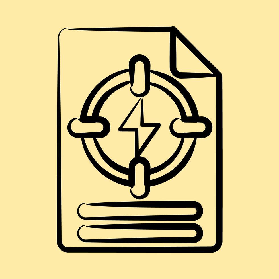 Icon energy specific policy. Renewable energy elements. Icon in hand drawn style. vector