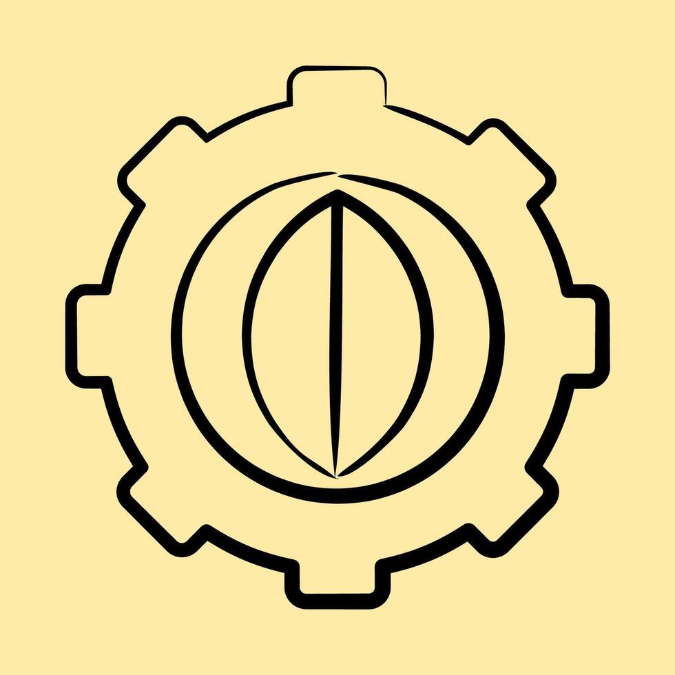 Icon green tech. Renewable energy elements. Icon in hand drawn style. vector