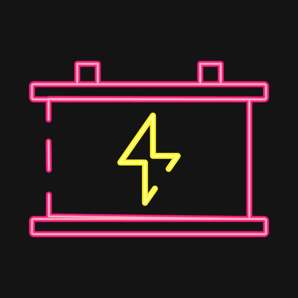 Icon accumulator. Renewable energy elements. Icon in neon style. vector