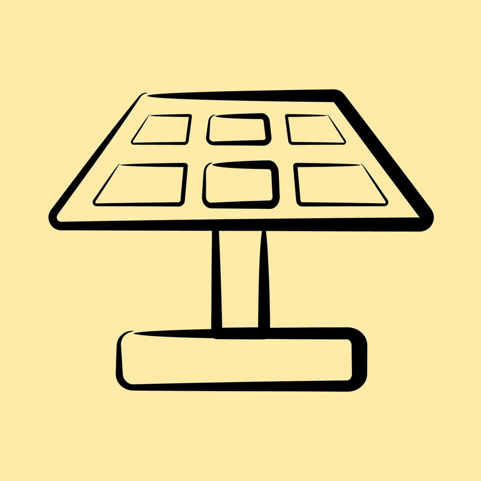 Icon solar panel. Renewable energy elements. Icon in hand drawn style. vector