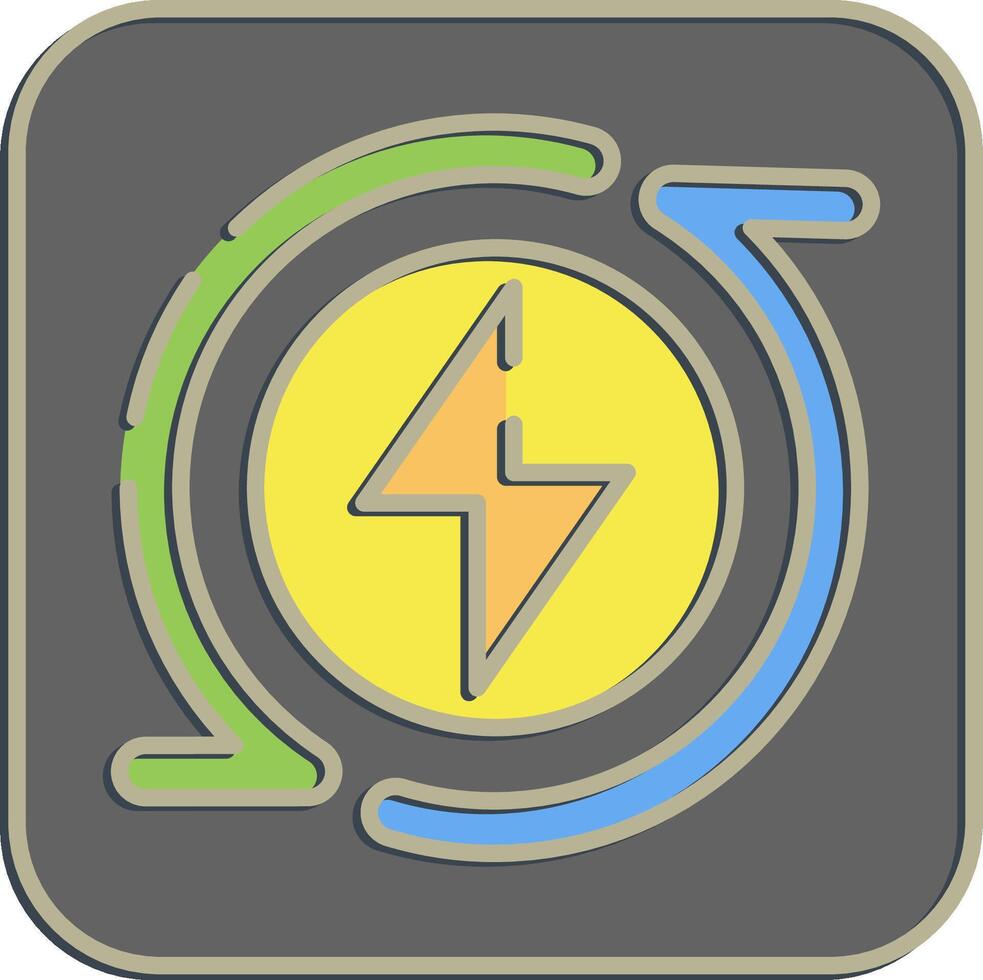 Icon renewable energy. Renewable energy elements. Icon in embossed style. vector