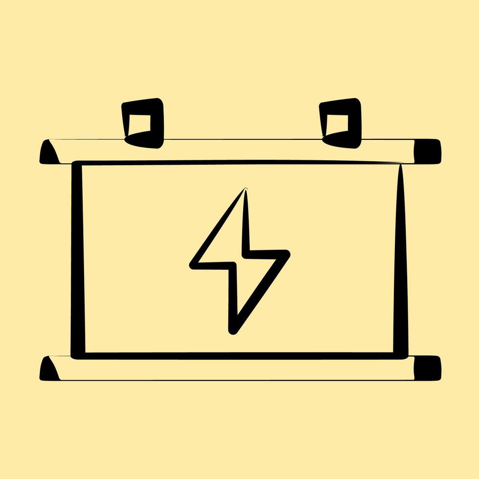 Icon accumulator. Renewable energy elements. Icon in hand drawn style. vector
