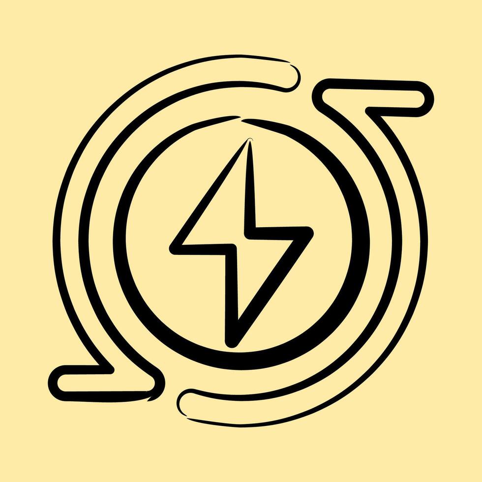 Icon renewable energy. Renewable energy elements. Icon in hand drawn style. vector