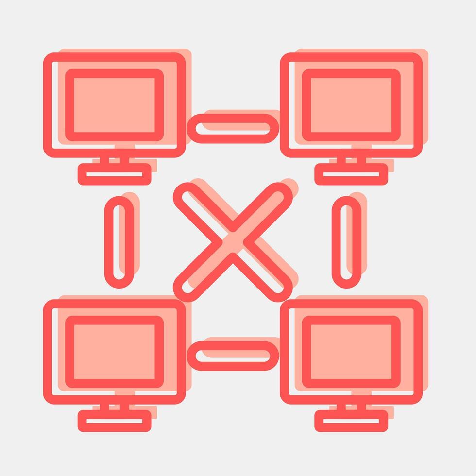 Icon peer to peer. Crypto currency elements. Icon in two tone style. vector