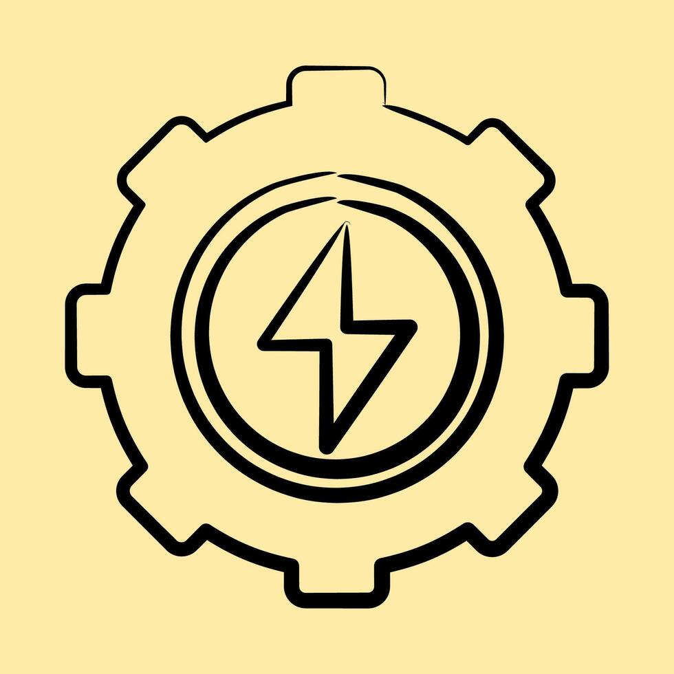Icon energy. Renewable energy elements. Icon in hand drawn style. vector