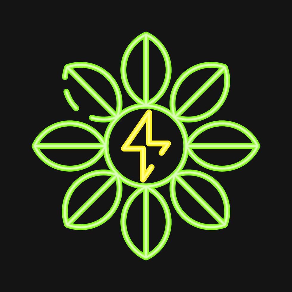 Icon power of nature. Renewable energy elements. Icon in neon style. vector