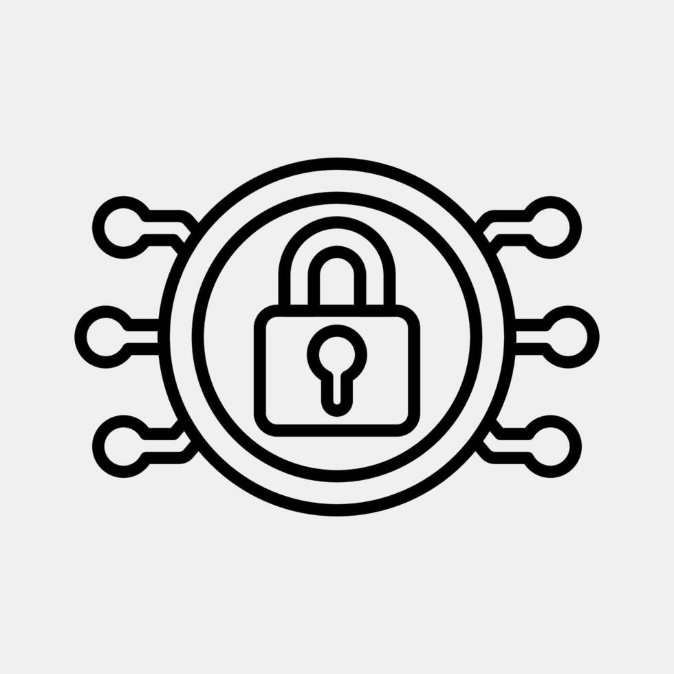 Icon encryption. Crypto currency elements. Icon in line style. vector