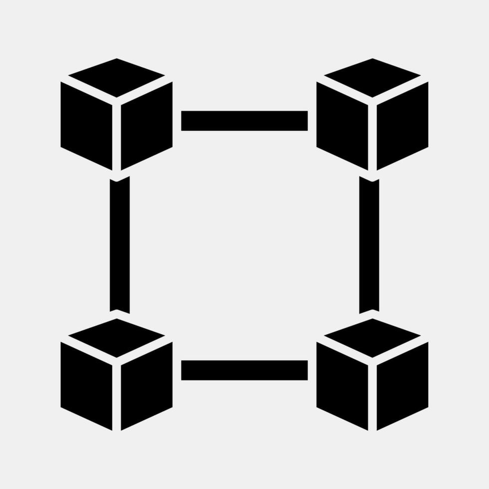 Icon block chain. Crypto currency elements. Icon in glyph style. vector