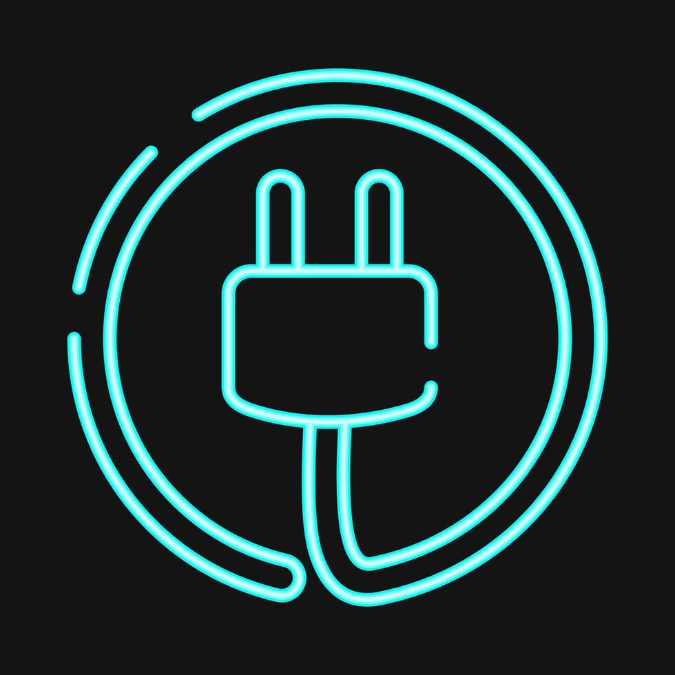 Icon power plug. Renewable energy elements. Icon in neon style. vector
