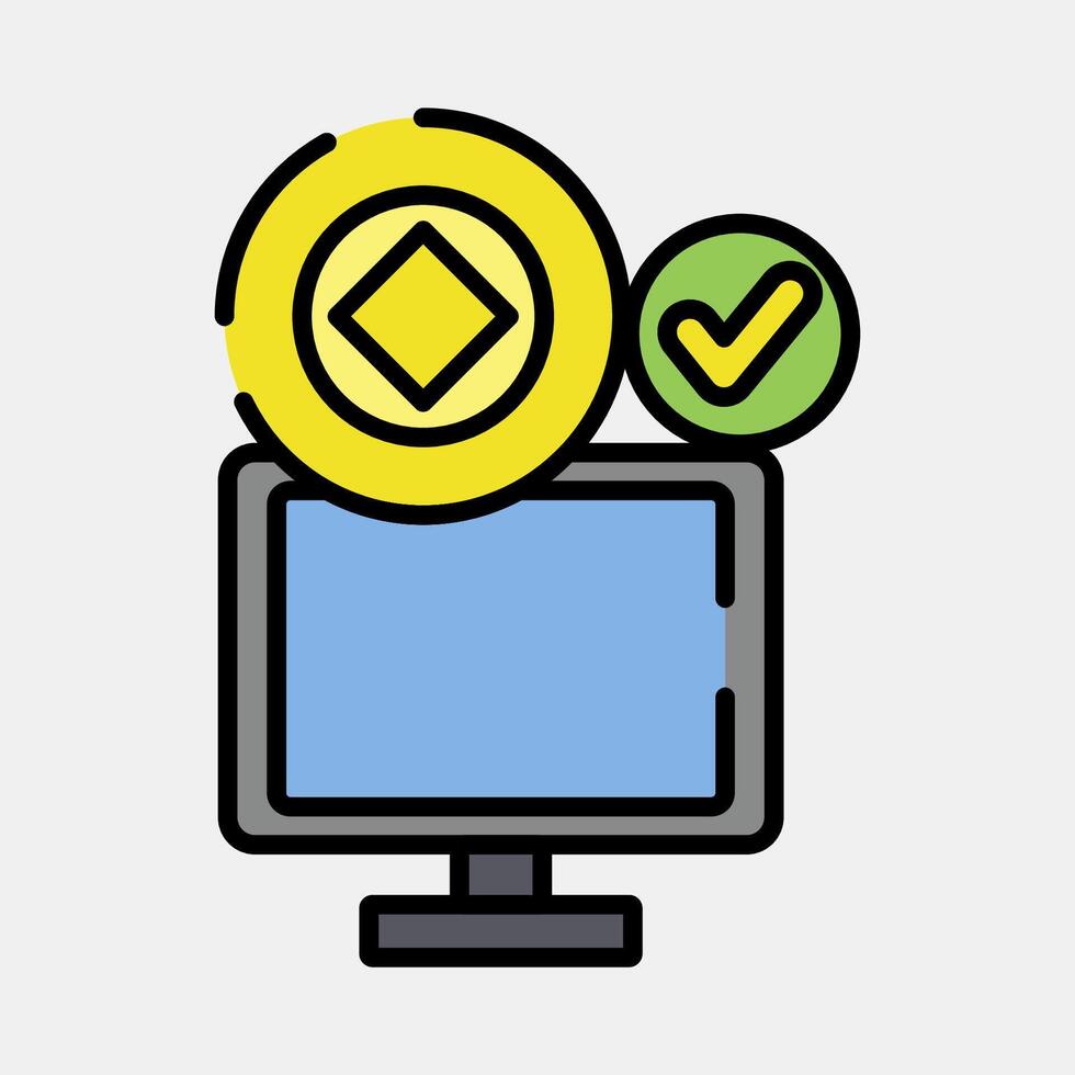 Icon crypto accepted. Crypto currency elements. Icon in filled line style. vector