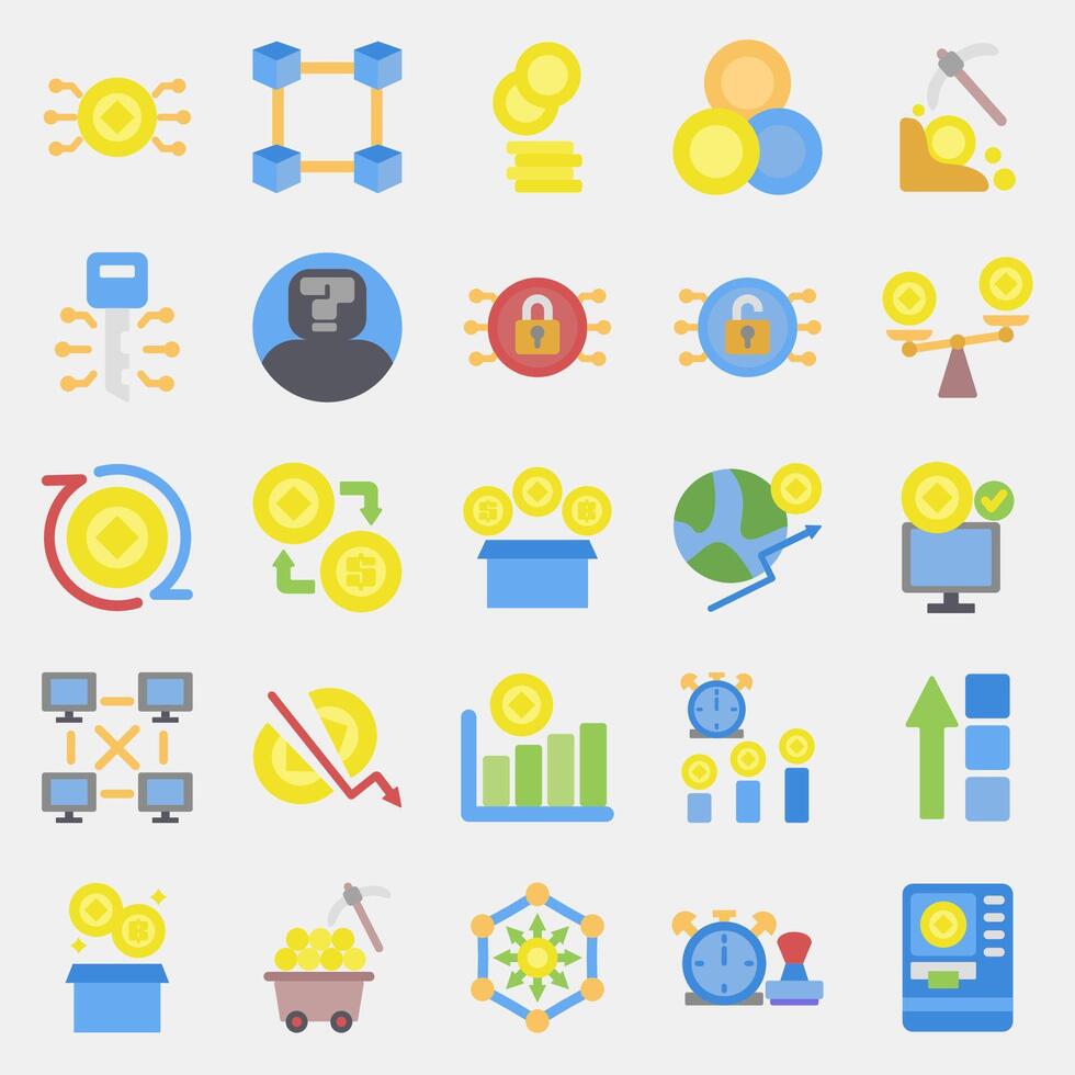 Icon set of crypto. Crypto currency elements. Icon in flat style. vector