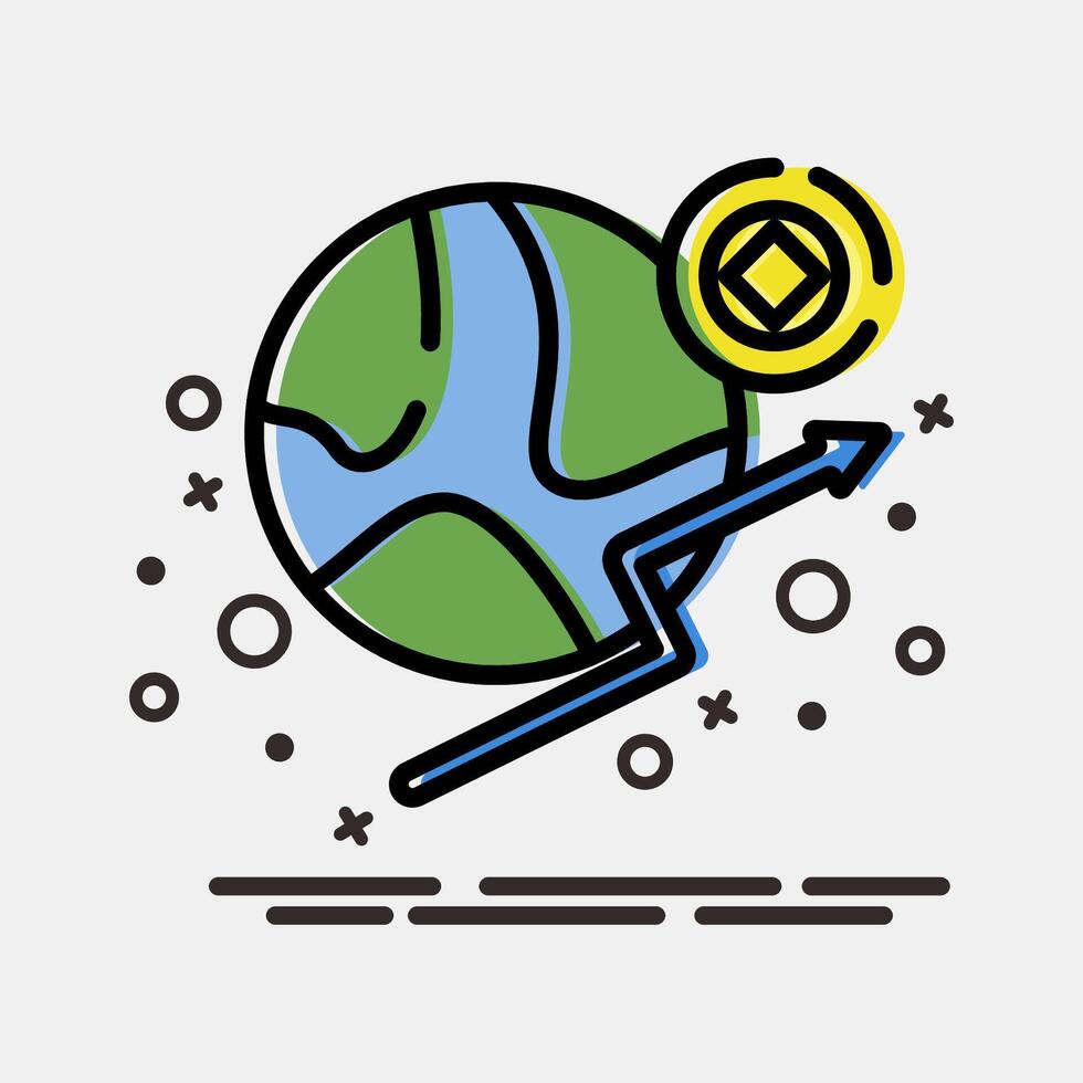 Icon economic freedom. Crypto currency elements. Icon in MBE style. vector