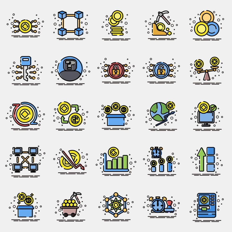 Icon set of crypto. Crypto currency elements. Icon in MBE style. vector