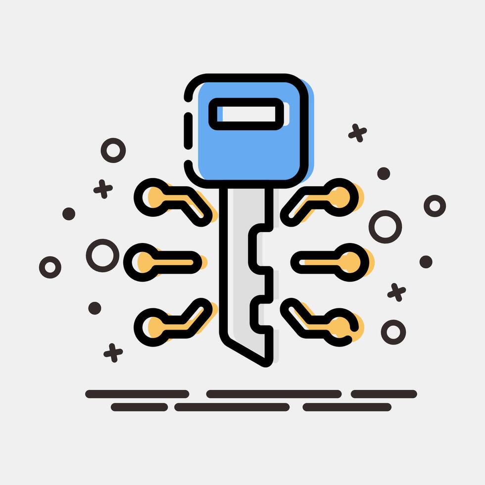Icon digital key. Crypto currency elements. Icon in MBE style. vector