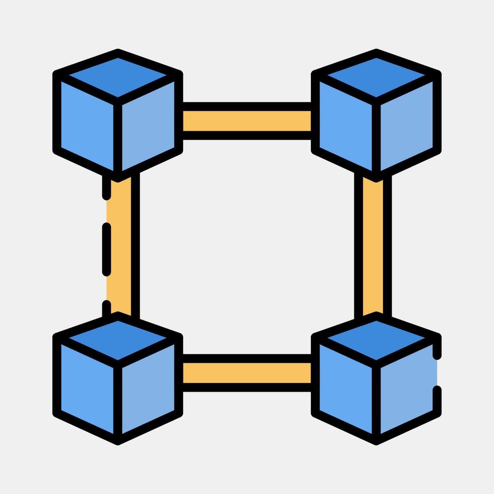 Icon block chain. Crypto currency elements. Icon in filled line style. vector