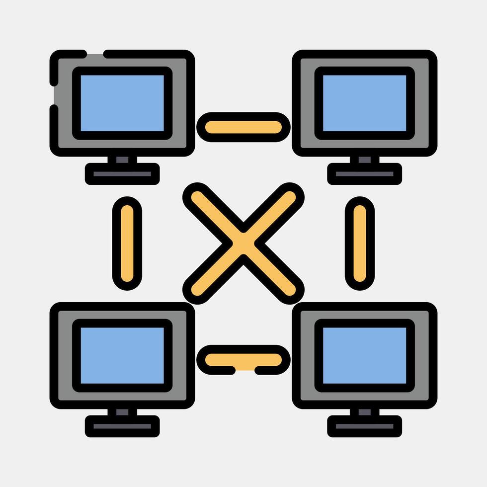 Icon peer to peer. Crypto currency elements. Icon in filled line style. vector