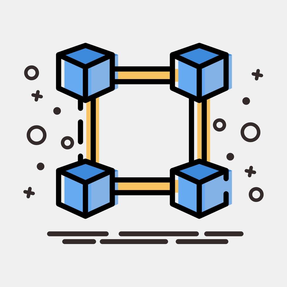 Icon block chain. Crypto currency elements. Icon in MBE style. vector