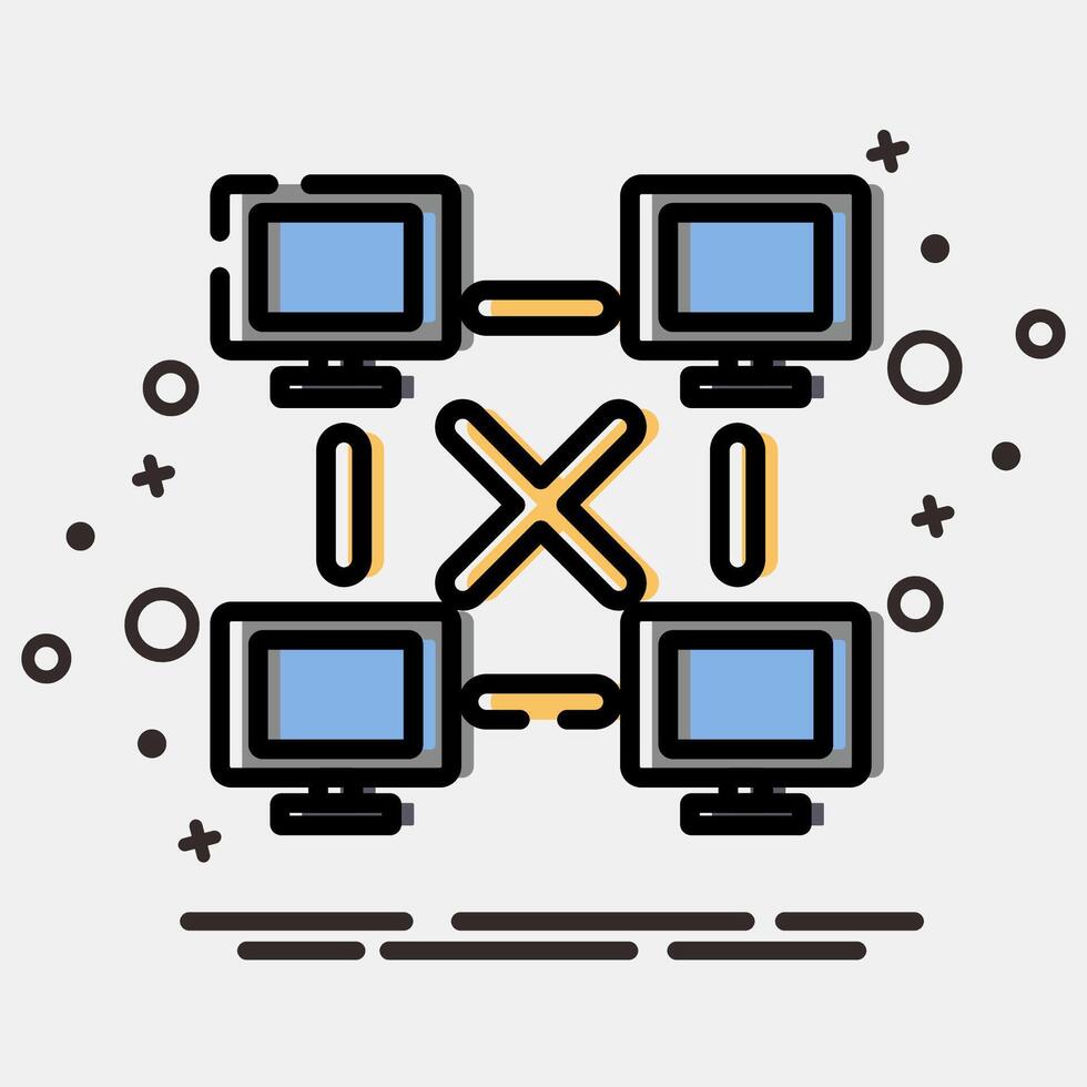 Icon peer to peer. Crypto currency elements. Icon in MBE style. vector