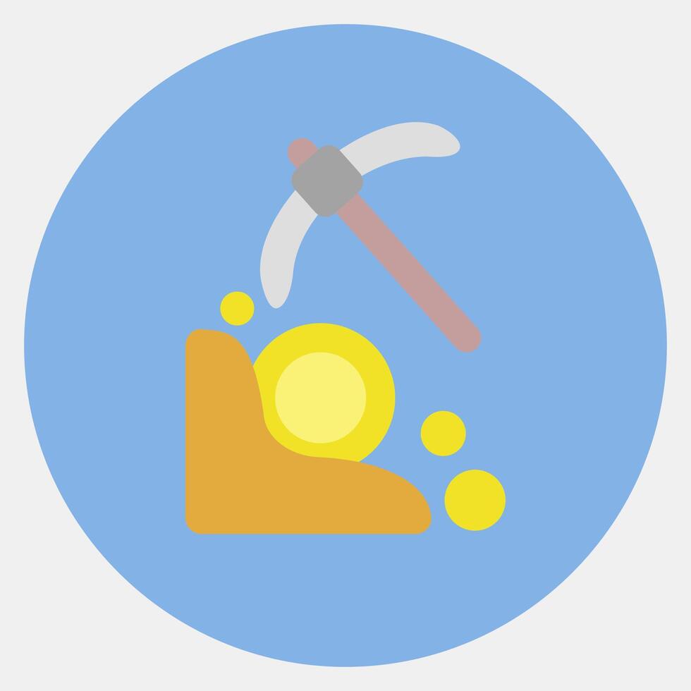 Icon mining. Crypto currency elements. Icon in color mate style. vector